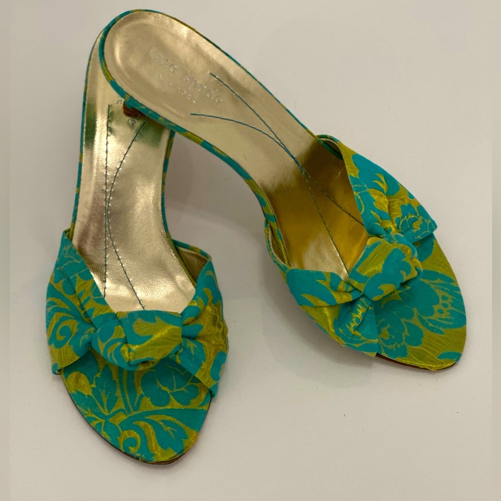 kate spade - Mermaid Turquoise Floral Jacquard Heels - Women’s 7.5